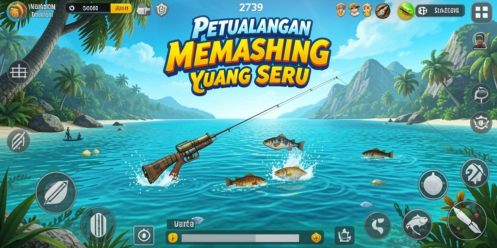 Screenshot gameplay 2739 yang menampilkan aksi memancing yang mendebarkan.