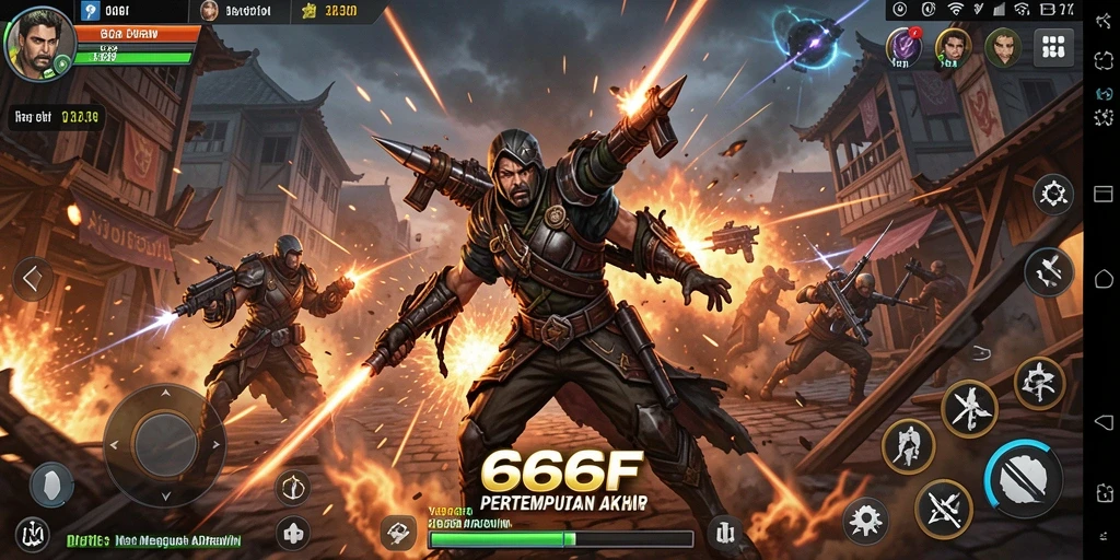 Screenshot gameplay 666F yang menunjukkan aksi pertempuran intense Battle Royale.