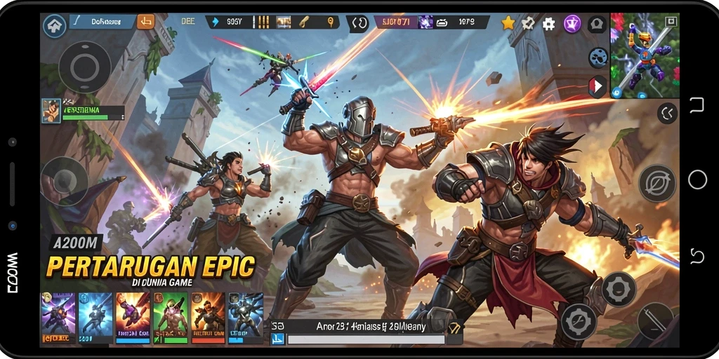 Tampilan gameplay A200M yang menegangkan dalam pertarungan Fighting.