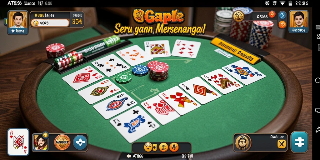 Tangkapan layar AT866 menampilkan gameplay Gaple yang seru dan interaktif.