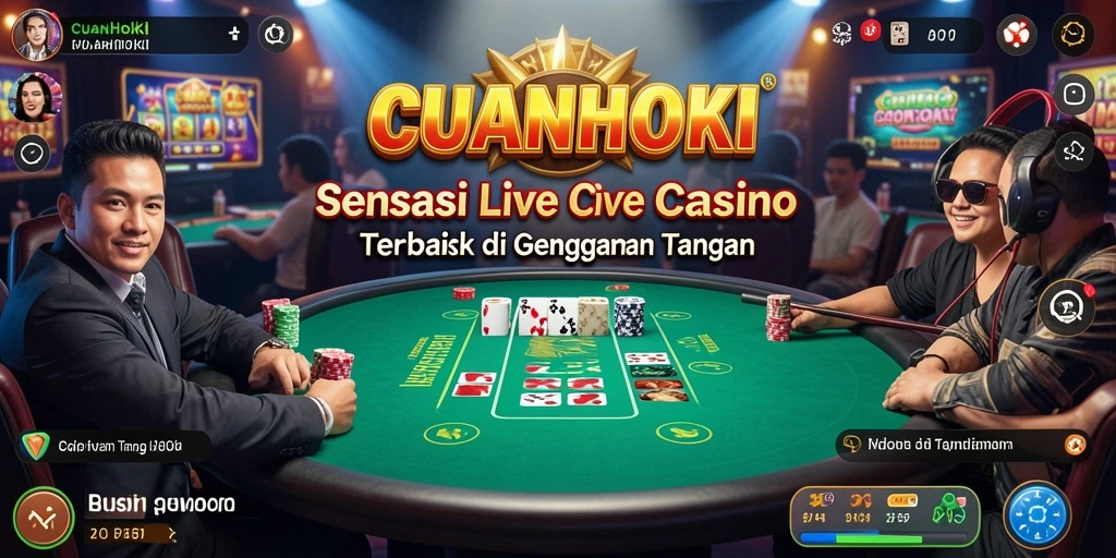 Tampilan gameplay CUANHOKI dengan dealer profesional dan suasana kasino yang nyata.