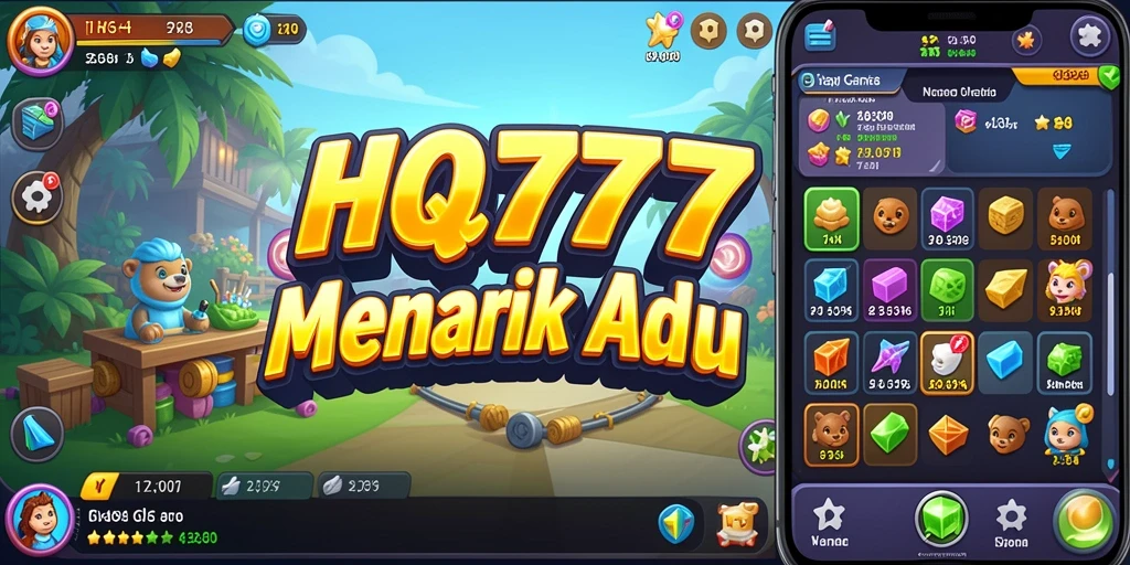 Tampilan gameplay menarik dari HQ777 dengan berbagai karakter dan aktivitas Idle.