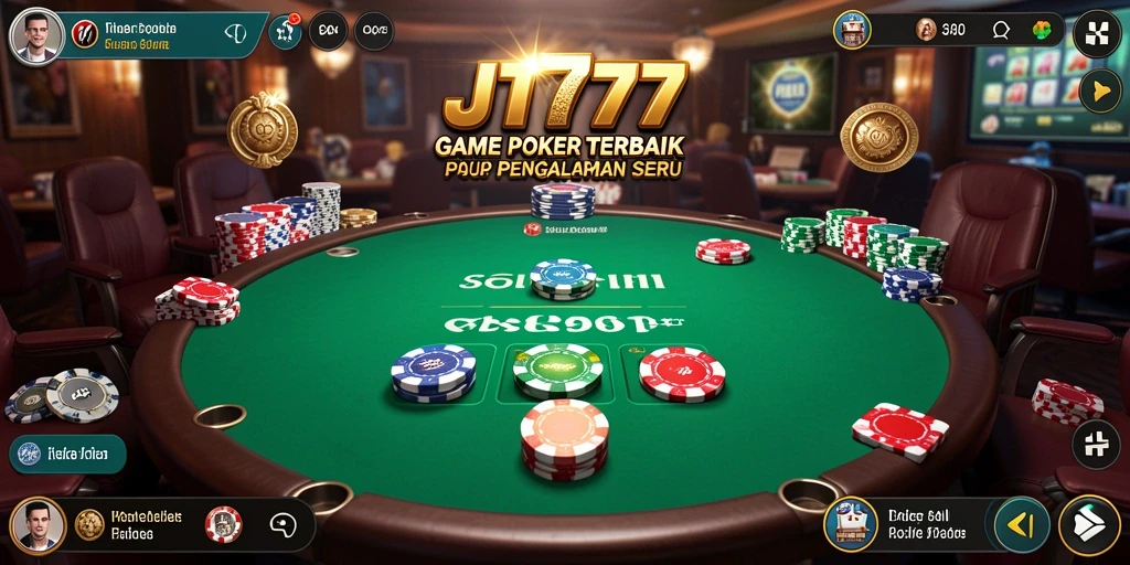Tampilan gameplay JT777 yang menampilkan suasana poker yang seru.