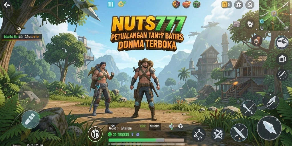 Screenshot gameplay NUTS777 menampilkan petualangan di dunia terbuka yang luas.