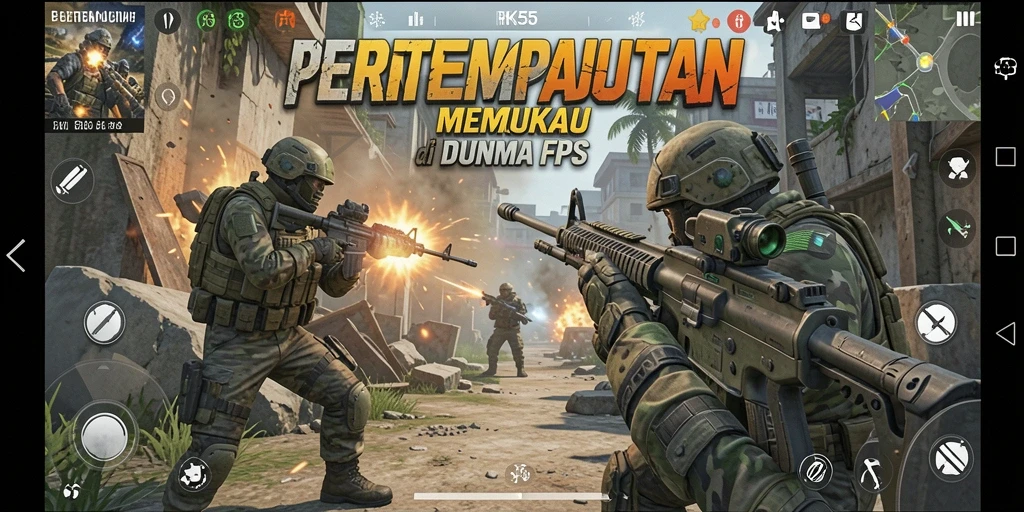 Screenshot gameplay <strong>RK55</strong> menunjukkan aksi seru dan intens dari permainan FPS.