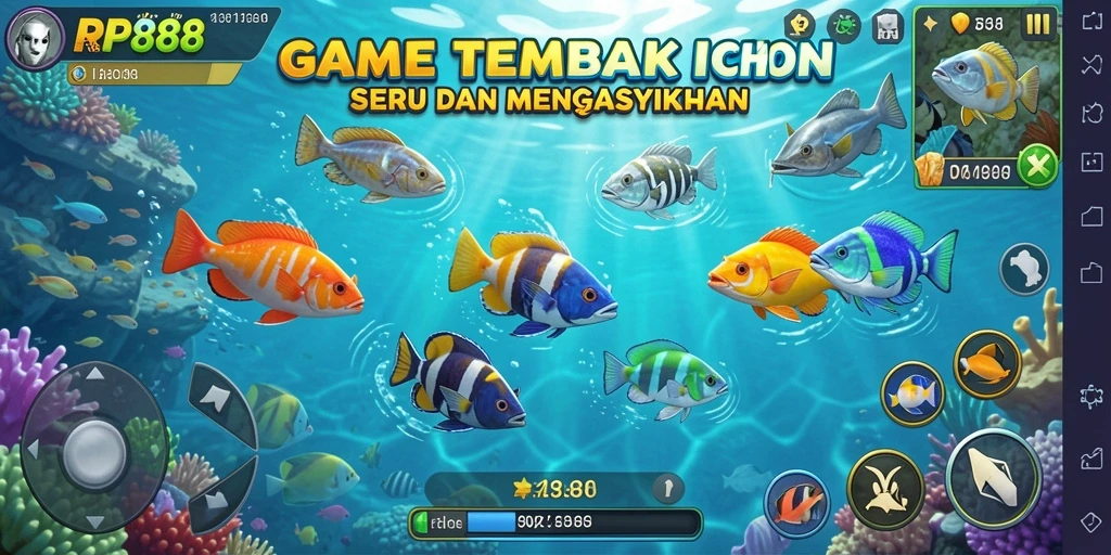 Tampilan dinamis dari gameplay Tembak Ikan di RP888 yang menarik.